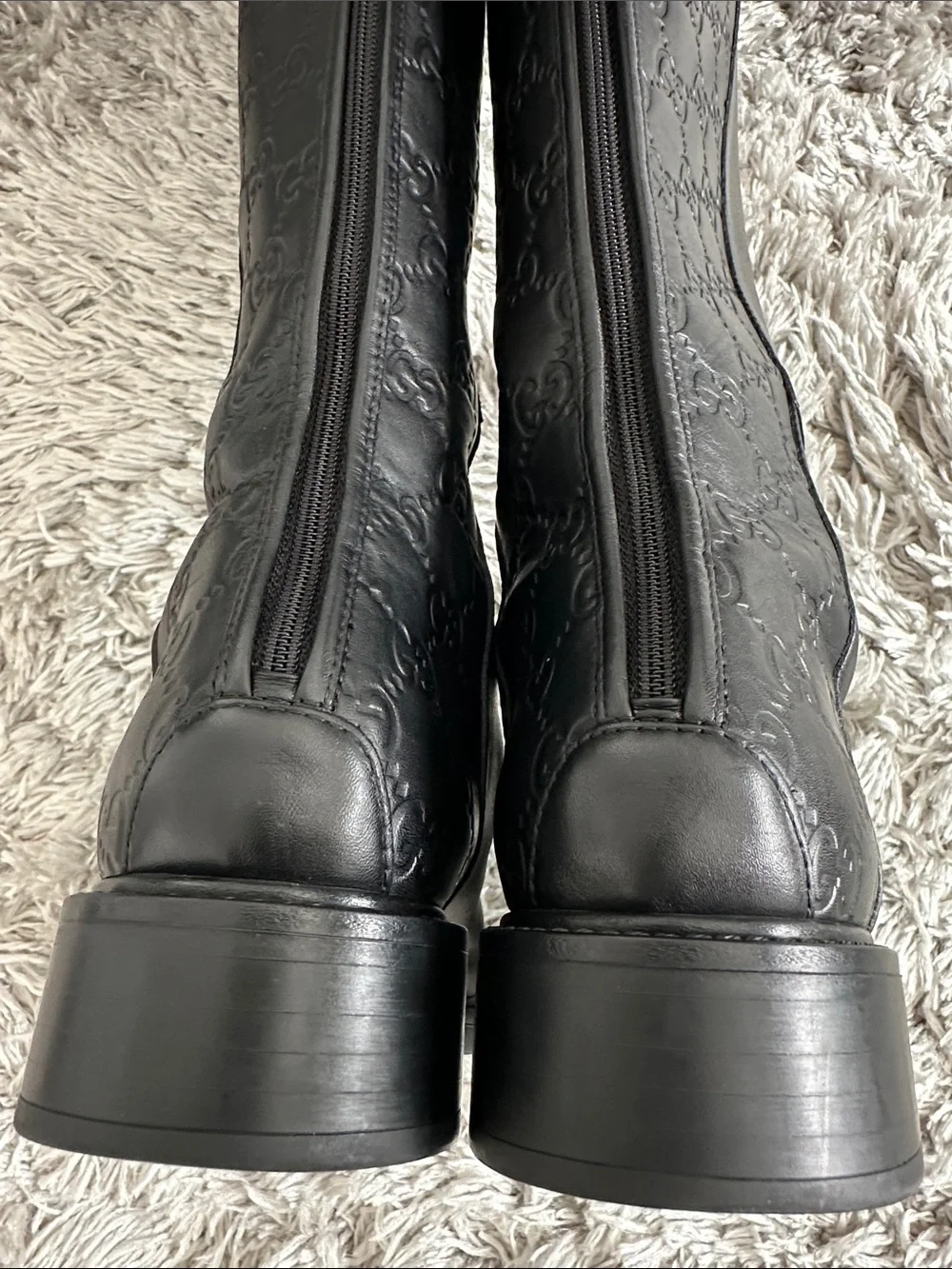Gucci Black Embossed Leather Over-the-Knee Boots